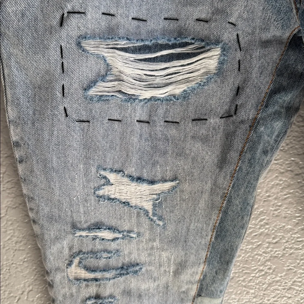 MNML Men Distressed Kick Flare Grunge Streetwear Denim Jeans Size 33x34